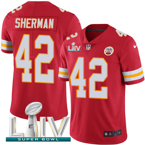 Kansas City Chiefs Nike #42 Anthony Sherman Red Super Bowl LIV 2020 Team Color Men Stitched NFL Vapor Untouchable Limited Jersey